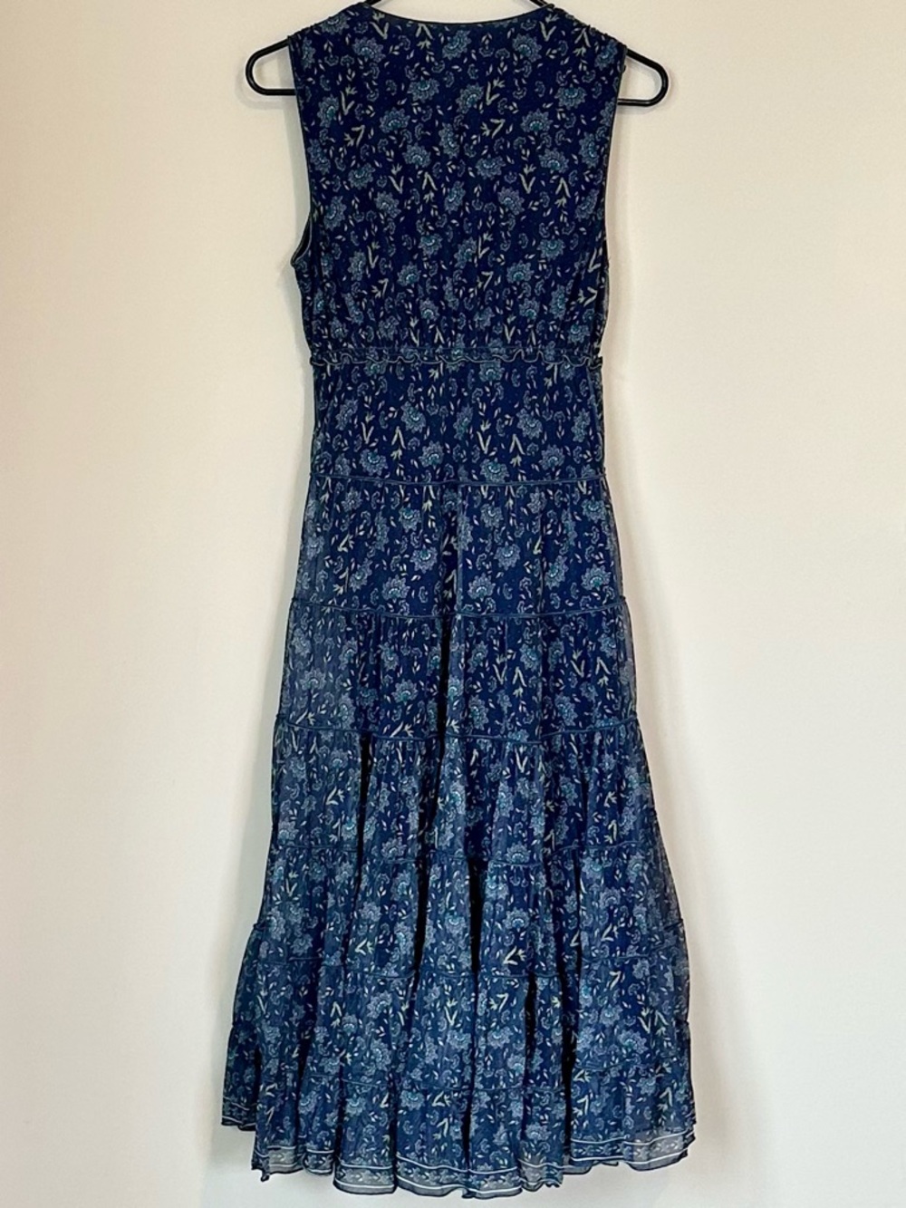 Max Studio Navy Blue Floral Paisley Maxi Dress - Size: Small - Picture 7 of 7